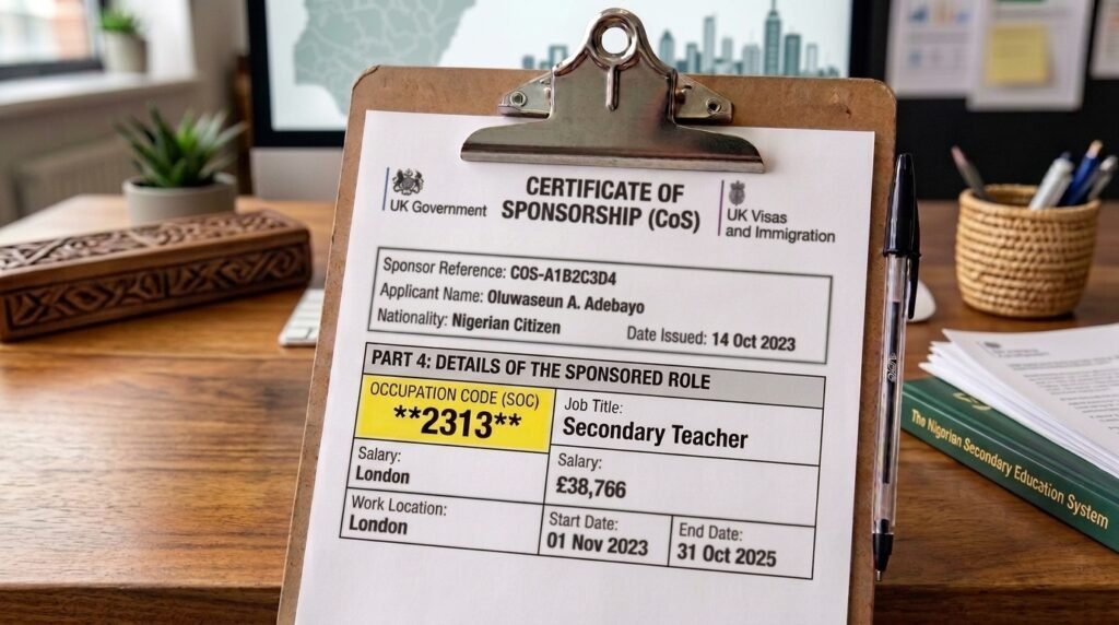 Certificate of Sponsorship with SOC code