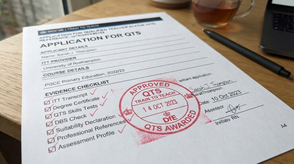 Checklist stamp of a sample QTS form