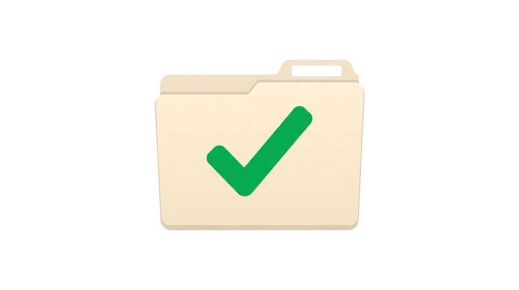 A green tick on an empty folder