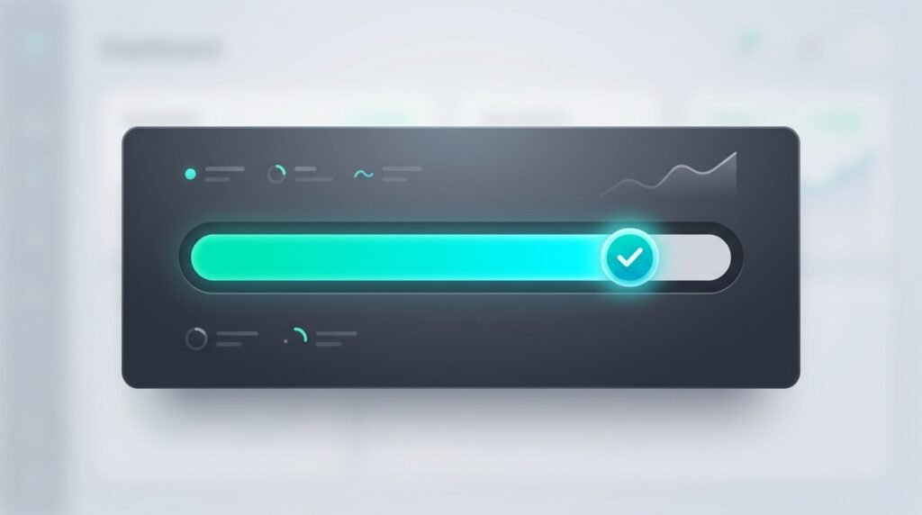 A progress bar moving towards completion