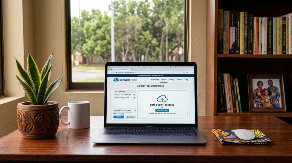 A sample registration portal showing the upload page