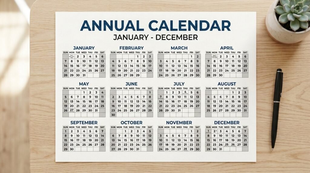 A simple 12-month calendar