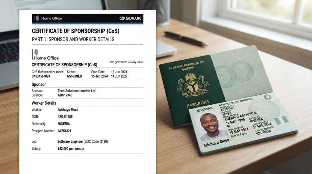 Sample Certificate of Sponsorship and Nigerian Passport