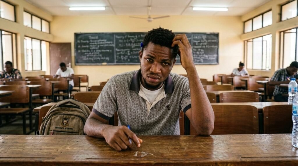 Young Nigerian education student looking confused