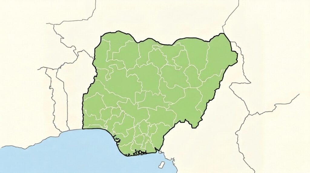 Map of Nigeria with no states