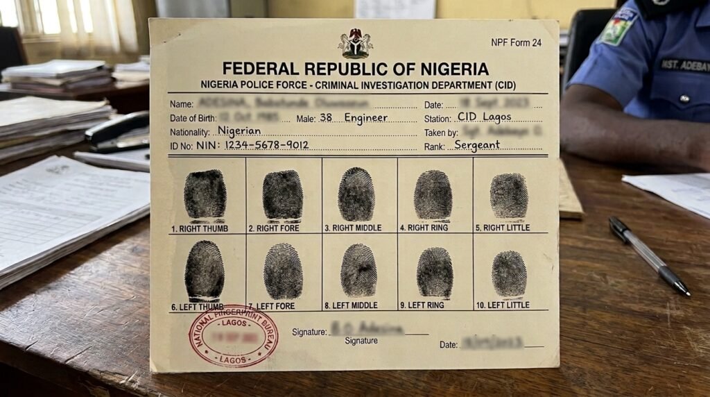 Nigerian Police fingerprints card