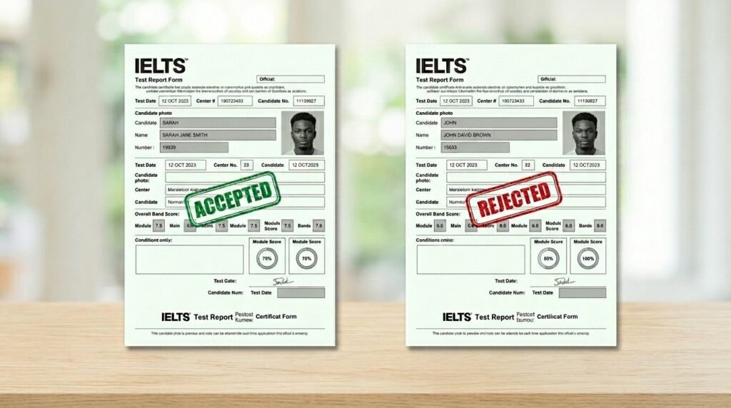 Two identical IELTS results but one accepted, one rejected